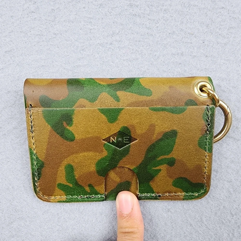 North End Bag Co Mini Pouch Wallet Mens One Size Green Camo Leather Key Ring USA